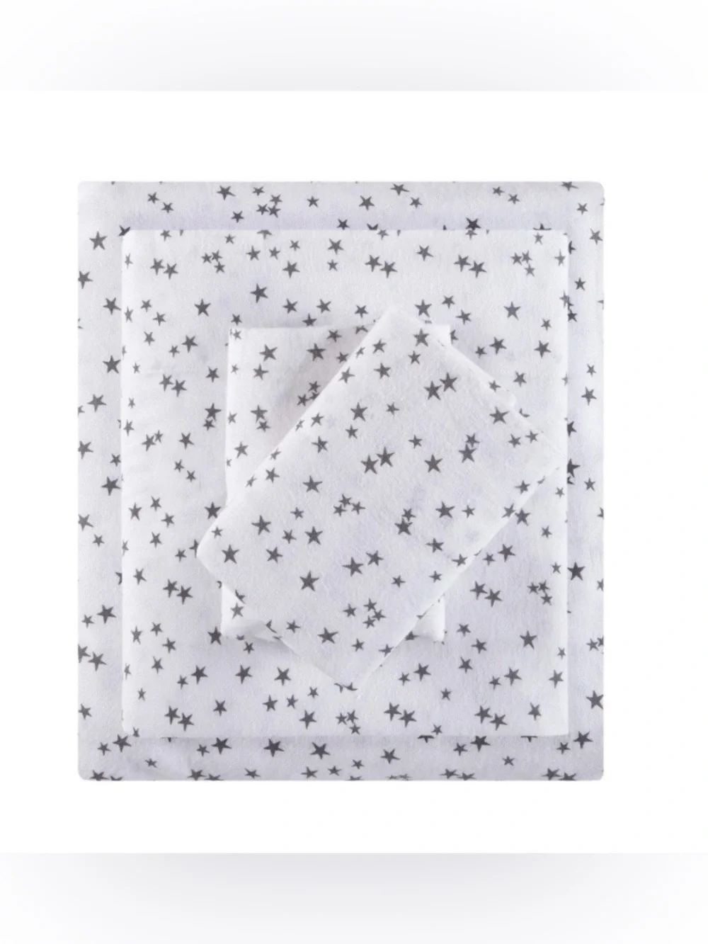 FULL SIZE Flannel Sheet Set 4Pc - GRAY STAR
